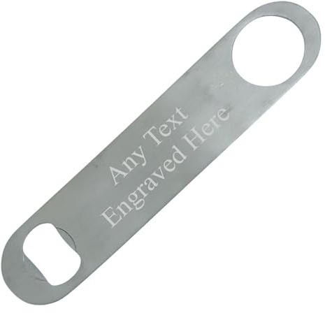 [Custom] Personalised Engraved Bar Blade Bottle Opener Brushed Silver or Black Matt Gift Home Bar Wedding Birthday Fathers Day 7inch (18cm) (Brushed Silver)