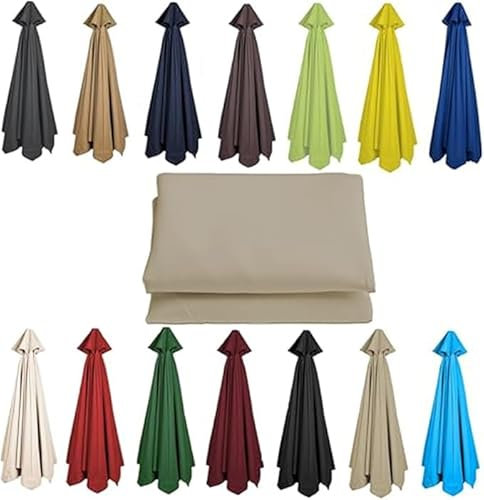 Genérico Tela Sombrilla 6/8 Varillas, 6.5 | 8.8 | 9.8ft Repuesto Sombrilla, Recambio Sombrilla Resistente Y Grueso. para Sombrillas De Terraza, Extraíble Lavable (Gris claro,6 Ribs-3m(9.8ft))