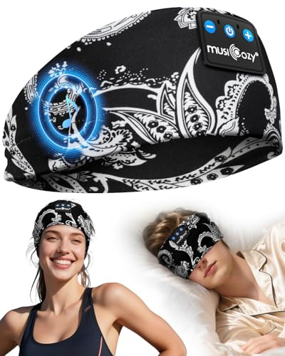 MUSICOZY Sleep Headphones, Comfortable Headband Headphones for Side Sleepers - Bluetooth 5.4 Wireless Headphone Headband with Ultra Thin Speakers for Sleeping,Sport,Travel