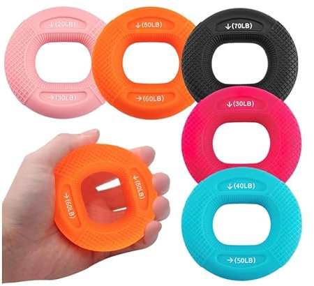 5pcs Handtrainer Fingertrainer Set, Handgriffstärker und Trainer Handgriffstärker Trainer Handtrainer Ring Silikon Handtraining Griff Strengthener 20-80LB