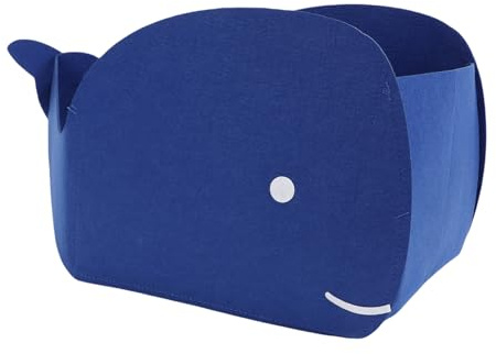 Jelquix Aufbewahrungsbehälter aus Filz, Zusammenklappbarer Korb in Walform, Weiche Stoffbox mit Griffen, Ideal für Kleidung, Spielzeug, Bücher, Heimdekoration, Schlafzimmer, Büro, Kinderzimmer (BLUE)