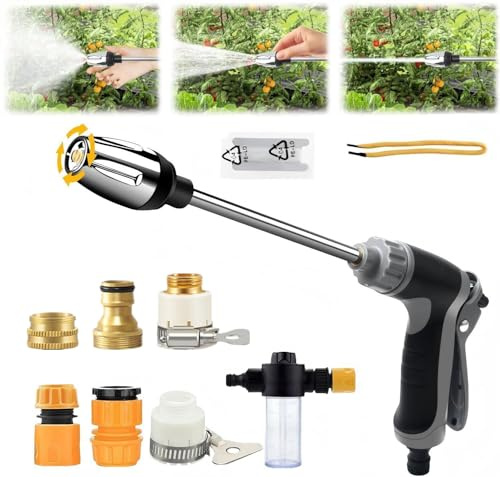 Aquoxis Pressure Washer,Aquoxis Power Washer,Power High Pressure Water Gun with Long Rod Metal Joints Foam Jug,360° Rotating for Three Spray Modes for Garden, Outdoor, Car Washing,Pets Patio