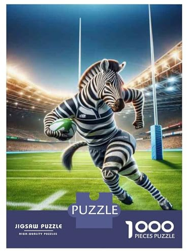 Jigsaw Puzzles for Adults 1000 Rugby Zebra Mascot Jigsaws for Adults Family Games Staycation Kill Time Gifts for Friends And Family 70x50cm/1000pcs