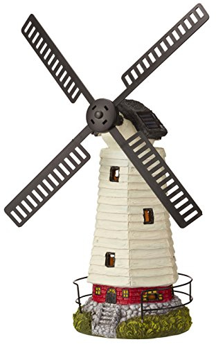 Clifford James Solar Powered Windmill Garden Decoration/Ornament with LED Lights - Sails Rotate in the Wind