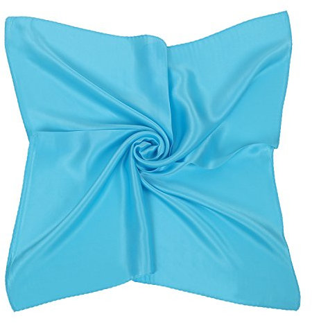 PB-SOAR Damen Mädchen Glänzend Halstuch aus 100% Seide, Seidentuch Seidenschal Schal Bandana Kopftuch Nickituch, 52 x 52cm (Blau(Azur))