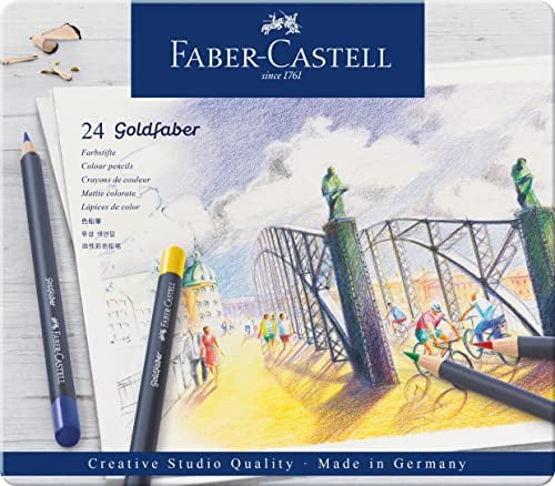 Faber-Castell 114724 - Farbstifte mit permanenter Ölkreidemine Goldfaber, 24er Set