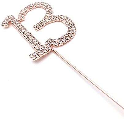 World of Sparkles 6cm Cake Toppers with Silver Diamante Rhinestones Diamonds and Rose Gold Base for Anniversary, Birthday Kids Children Adults Party