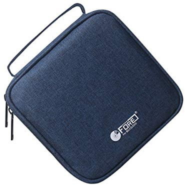 FORE CD&DVD Tasche für CD/DVD 32 Kapazität, Disc Hülle Nylon&Denim Blau