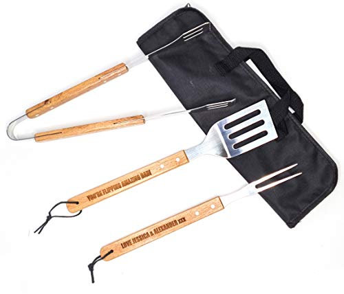 Personalised Barbeque Tool Set Large BBQ Gift Set with Case BBQ Accessories Tools Engraved BBQ Utensil Set BBQ Set Grill For Dad Grandad Men Cooking