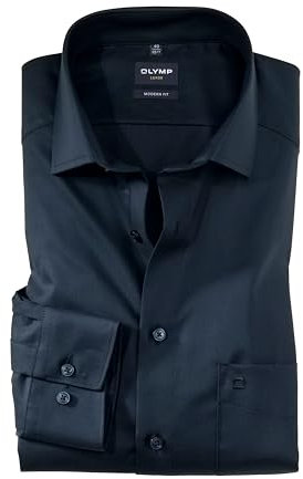OLYMP Herren Oberhemd Langarm Luxor,Twill,modern fit,Global Kent,Nachtblau 14,41