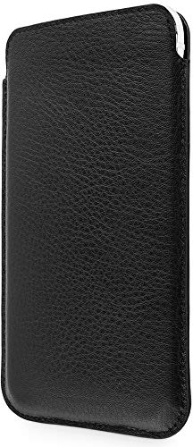 WIIUKA Echt Lederhülle - Pure - für Apple iPhone SE 2020 und iPhone 8/7 Hülle extra Dünn, kabellos Laden Qi, Schwarz, Premium Leder Tasche Case