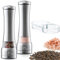 Salt and Pepper Grinder Set - Large Capacity Stainless Steel Pepper Grinder and Salt Grinder with Tray in Luxurious Gift-Box - Manual Mills with Ceramic Grinders and Adjustable Coarseness (Set of 2)