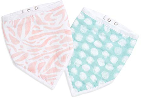 aden + anais™ essentials Bandana-Baby-Lätzchen, 3-lagiges Spucktuch aus 100% Baumwoll-Musselin, Superweich und saugfähig für Säuglinge, Neugeborene und Kleinkinder, 2er Pack, tropicalia