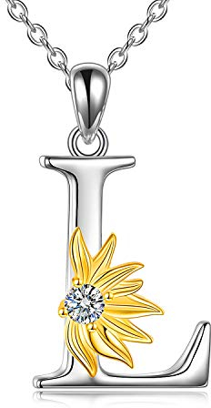 Sonnenblumen Geschenke f¨¹r Frauen Sterling Silber Initial Alphabet Buchstabe L Anh?nger Sonnenblumen Halskette Geschenke f¨¹r Frauen M?dchen