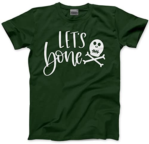 Lets Bone - Youth and Adults Unisex T-Shirt - Funny Rude Halloween Hocus Pocus L Bottle Green