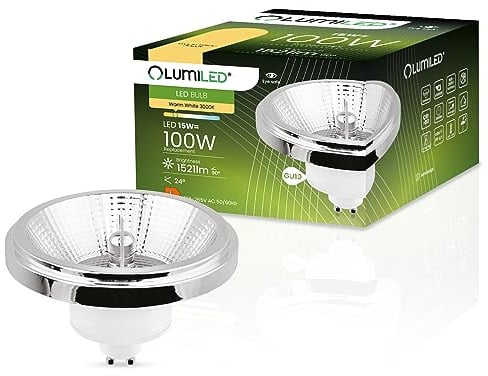 Lumiled LED-Leuchtmittel ES111 GU10 Fassung Spannung 230V 15W (Entspricht Halogen 100 Watt) Warmweiß 3000K 24 Grad Abstrahlwinkel Silber 1521 Lumen Ra>80 Aluminium PC
