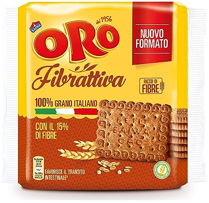 Oro Saiwa Fibrattiva, Biscotti Integrali con 15% di Fibre, 100% Grano Italiano, Consigliato per la Regolarità Intestinale, 420g
