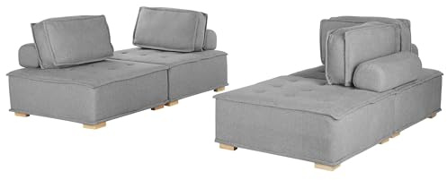 Beliani Modulares Sofa Set Polsterbezug grau Zwei 2-Sitzer-Sofas mit Kissen Modern Tibro