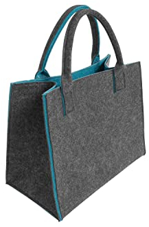 Filztasche Einkaufstasche Tasche Shopper ca. 35 x 20 x 28 cm Einkaufskorb Anthrazit-Petrol