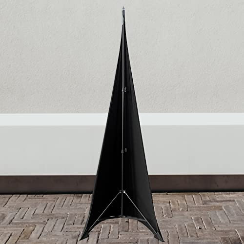 WedDecor Black Double Sided Stretchable Tripod DJ Speaker Stand Cover for Weddings, Banquets, Birthdays, Reception, Parties, Special Events, Washable, 1pc