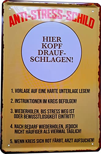 Blechschild 20x30 Anti Stress Schild Burnout für Büro Werkstatt Familie der ganz normale Wahnsinn