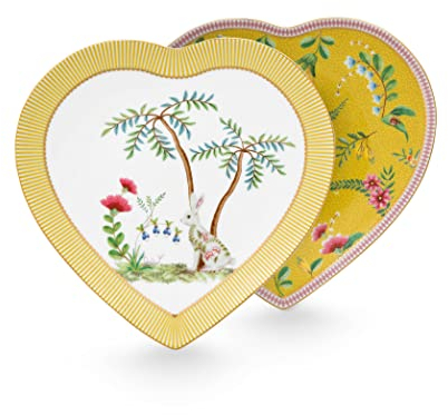 Pip Studio 2er Set Herzform-Teller La Majorelle | Gelb - D 21,5