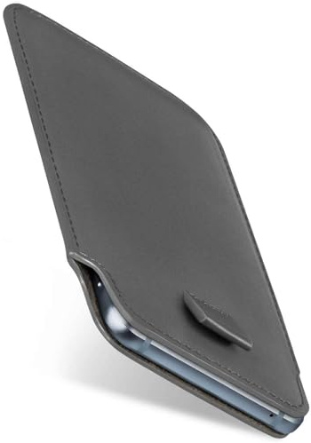 moex Slide Case für Samsung Galaxy S10e Handytasche zum Einstecken Ultra dünn, Einsteckhülle Holster Hülle PU Leder, Sleeve Etui Handyhülle mit 360 Grad Komplettschutz, Grau