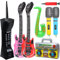 JEFFOUOO Aufblasbare Instrumente Spielzeug Set,8Stück Aufblasbare Party Props,Aufblasbare Gitarre Saxophon Mikrofon Aufblasbares Handy Radio Boombox,Aufblasbare Rock Star Toy für 80er 90er Party Decor