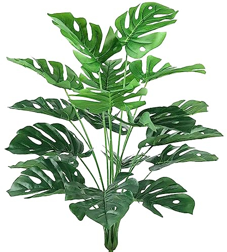 AIVORIUY Künstliche Splitphilo Pflanze Monstera Seidenblumen Real Touch Grün Kunstpflanzen Splitphilopflanze Grünpflanze Dekopflanze Seidenpflanze Kunstblume Deko Büropflanze 76cm Groß Blatt