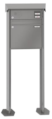 RENZ/Prisma/Freistehende Briefkastenanlage Standbriefkasten/RAL-Farbe 9007 Volumen 1/mit Fußplatten/Sprechsieb Oben/Dein-Briefkasten.de