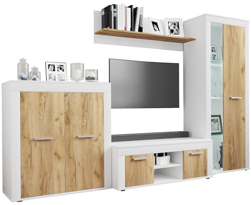 VCM TV Möbel | 4-TLG. Wohnwand mit ausreichend Stauraum | Fernsehschrank | Anbauwand – Usilo L