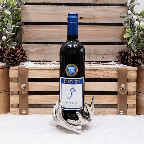 Silver Stag Antler Metal Decorative Wine Bottle Holder
