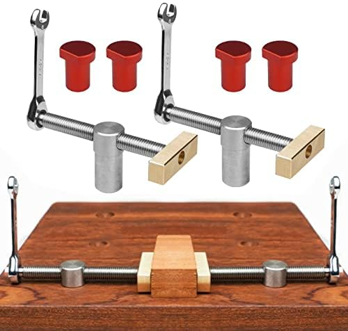 2 Stück Tisch Werkbank Klemme mit Bankstopps, Werkbank Schraubstock Klemme Schnell Fixierte Klemme Schreibtisch Clip DIY Positionierung Bankklemme für 19/20mm Loch (20mm)