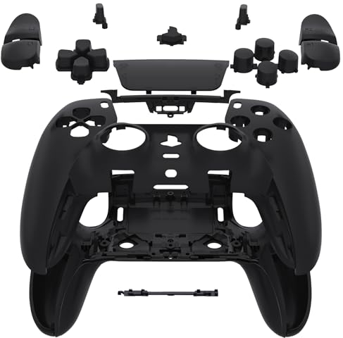 eXtremeRate Full Set Housing Shell with Buttons Touchpad Cover Compatible with ps5 Edge Controller, Black Custom Replacement Decorative Trim Shell Front Back Plates Compatible with ps5 Edge Controller