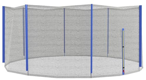 SPORTNOW Filet de Remplacement pour Trampolines Ø 426 cm 8 poteaux Droits Filet de sécurité pour Trampolines, Filet Rond avec entrée zippée