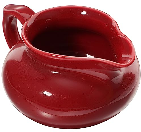 PACKOVE Porcelain Gravy Boat Gravy Dispenser Sauce Pitchers Ceramic Creamer Milk Boat for Home Restaurant (Red)