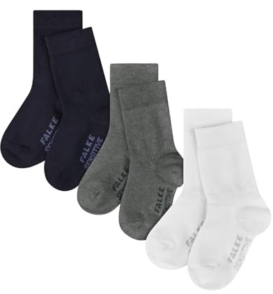 FALKE Unisex Baby Sensitive 3-Pack Socken druckfreier Komfortbund nicht einschneidend bequem hautfreundlich einfarbig Multipack atmungsaktive nachhaltige biologische Baumwolle 3 Paar