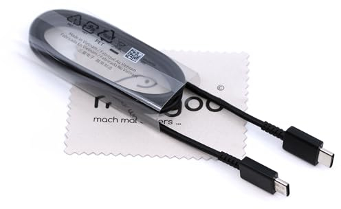 Câble de chargement original Samsung EP-DA705BBE pour Samsung Galaxy A03, A03s, A04s, A05s, A13, A14, A15, A23, A33, A34, A35, A42, A52, A53, A55, Câble de données de 1 m 60 W noir Type-C avec chiffon