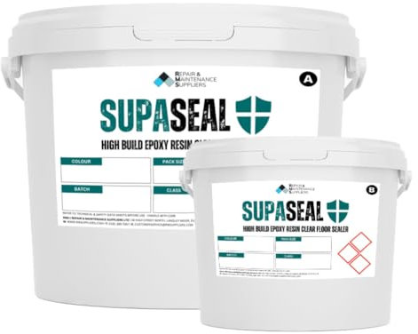 RMS Supaseal | Clear Epoxy Resin UV Resistant Sealer for Concrete, Wood, Tile & Natural Stone Floor, 2 Pack High Build Coating Paint for Garage, Workshop, Factory, Warehouse & Industrial Applications