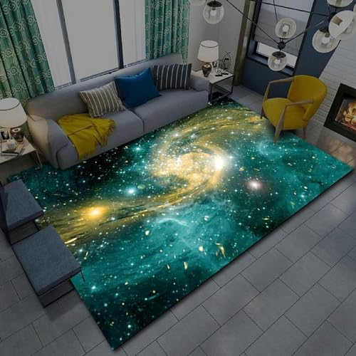 Illusionsteppich, Kosmische Galaxienlandschaft 3D-Flächenteppiche, Schlaf- Und Wohnzimmer, Rechteckige Rutschfeste Bodenmatte, Nachttisch, Heimtextilien-Teppich, Weich Und Hautfreundlic -9O1U/C8A1-5S4