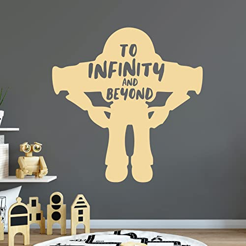 Wandtattoo, Motiv: To Infinity and Beyond – Buzz Lightyear – Toy Story inspirierter Aufkleber, cremefarben, groß (580 x 600 mm)
