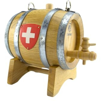 Premium S. Bernard Fass aus französischer Eiche - 0,5L - liegendes Weinfass - für große Hunde oder zur Deko