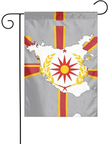 Nordmazedonien-Flagge Map01 Print Yard Flags, Gartenflagge 12x18 Zoll doppelseitiger Druck, saisonale Feiertags-Hofdekoration