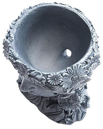 MERRYHAPY Pot De Fleur Décorations De Mariage pour Les Tables Décor De Table De Dîner Mini-Figurines Pot De Plantes Succulentes à Tête De Femme Plantes D'intérieur Conteneurs Résine Grey