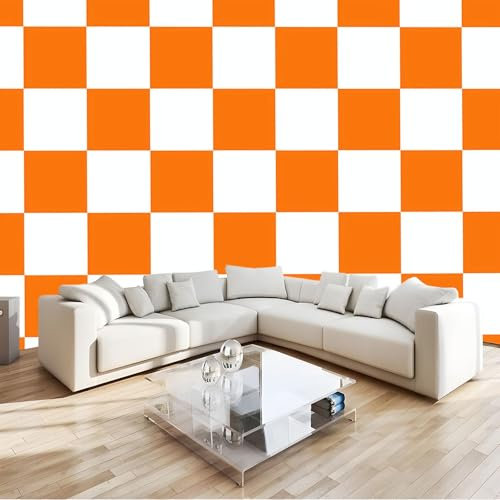 Fototapete 3D Geometrie Quadrat Orange Tapete Fototapeten Vlies Tapeten 300x210 cm Vliestapete Wandtapete Moderne Wand Schlafzimmer Wohnzimmer Wand tapete