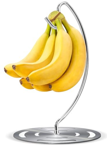 Coopenju Banana Holder Stand Stainless Steel, Modern Banana Tree Hanger with Larger Base & Won't Topple Over, Banana Hanger Rack for Any Kitchen Countertop