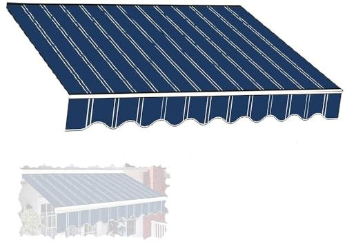 QTWLG 4m 3 Markisen Ersatzdach Rahmenloser Ersatzstoff Für Terrassenmarkisen, Wasserfester Klemmmarkise Markisenstoff Für Fenster Türen(16x13ft-5x4m)