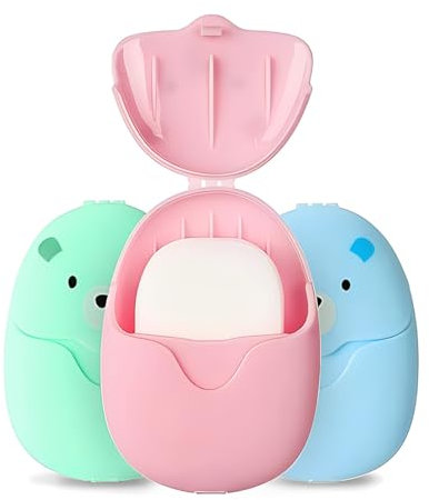 UEAVOID 150 Stücke Mini Reisen Papier, Seifenblätter Reisen, Papier Seife, Soap Paper, Tragbare Seife mit KunStstoffbox, für Unterwegs Reisen Camp Outdoor Wandern-Klein und Leicht zu Tragen