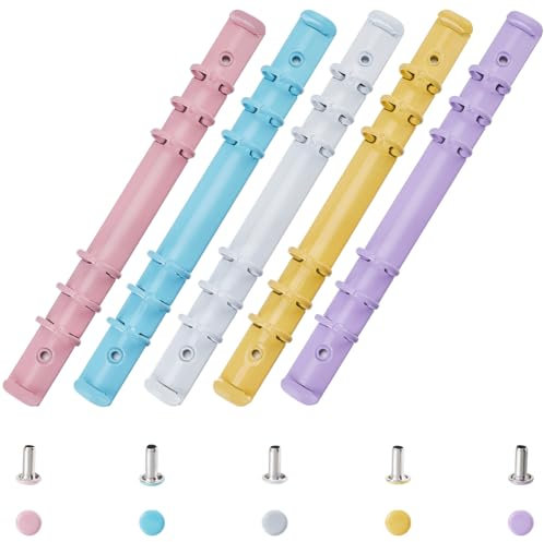 GORGECRAFT 5 Stück Sechs Ring Binder Clip Bunt Metall Eisen O Mechanismus Ersatz Für Buchstaben Lose Blätter Binderücken Kämme Runde Ringe Große Ordner Zum Erstellen von Ordnern DIY Tagebücher Notizbü