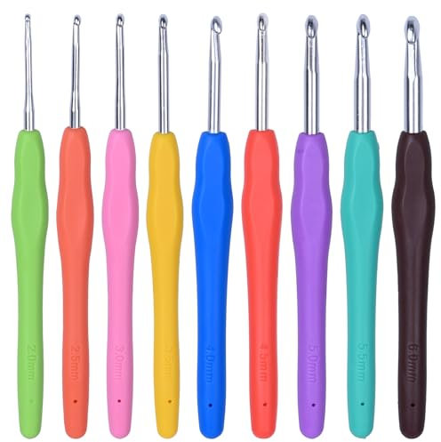 OWLMATE 9 Stück Häkelnadel Set, Häkelnadeln Set, Crochet Hook, Inklusive Maschenmarkierern - Perfekt Für Anfänger Und Erfahrene Häkelliebhaber